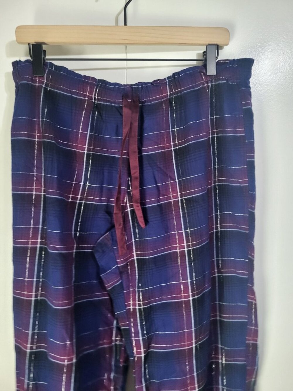Victoria's Secret Women's SZ LG Purple navy Plaid Flannel LS Pajama Set y2k - Picture 4 of 9